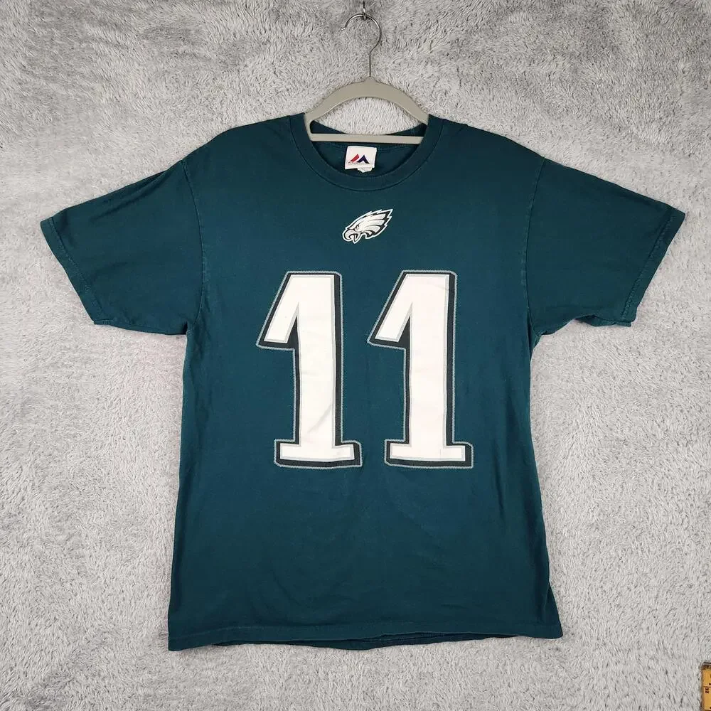Philadelphia Eagles Shirt Mens Medium Green 11 Wentz NFL Football Graphic Lgo